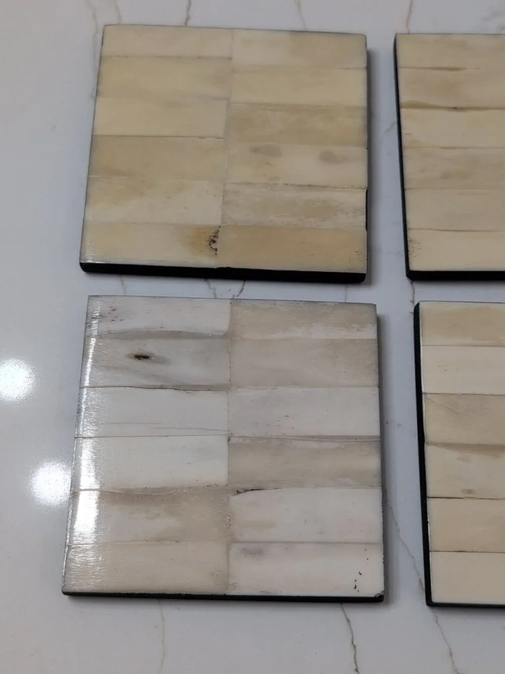 Pier 1  Imports Set Of 4 Square Bone Coasters in Original Box Made In India